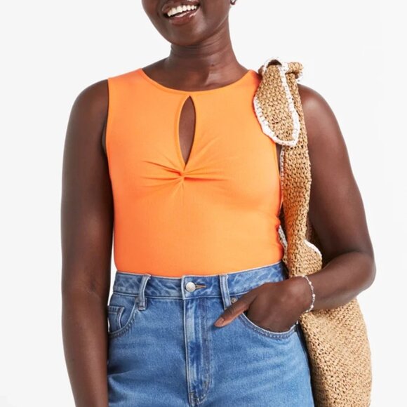 Orange Ribbed Twist Front Tank Top XXL – Sportsgirl AU – NWT - Picture 1 of 1